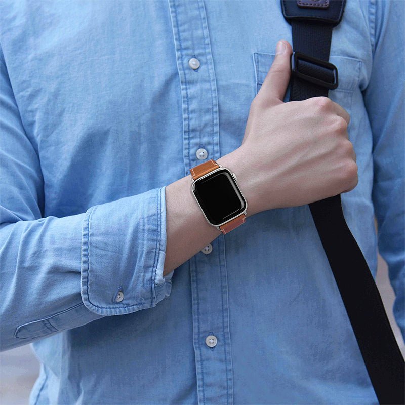 Ersatzarmband aus echtem Leder für Apple Watch von techkistli.ch